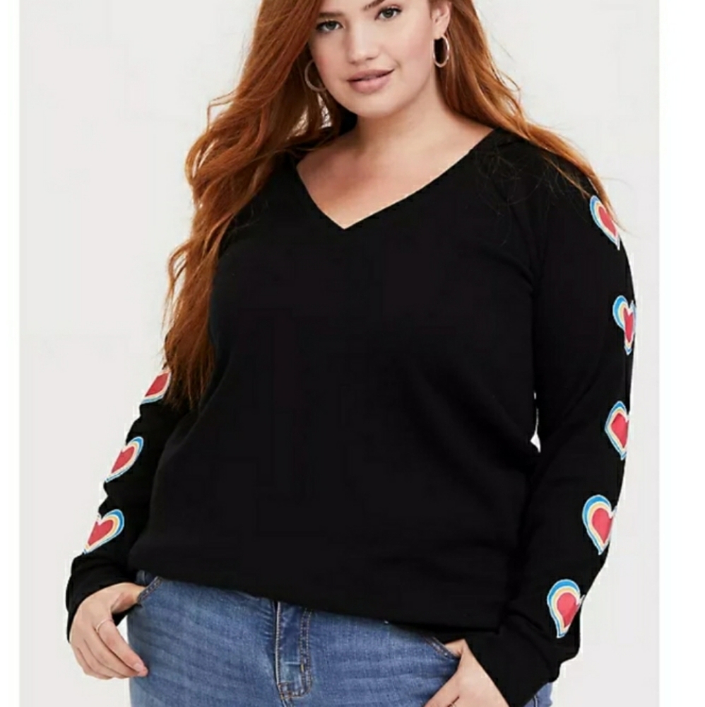Torrid Rainbow Heart Sleeve Hoodie Size 2